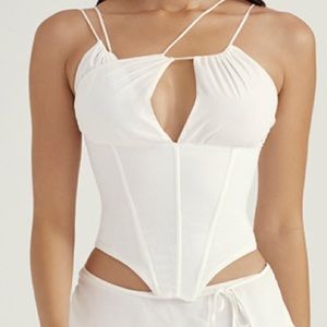 BRAND NEW HOUSE OF CB WHITE CHIFFON STRAPPY CORSET